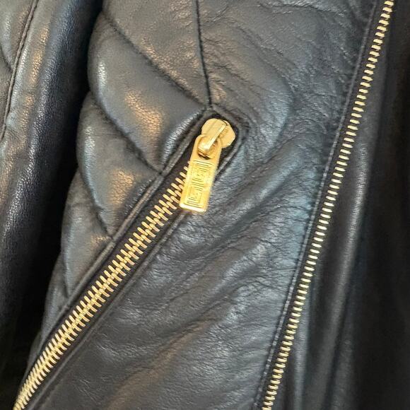 Versace H&M Black Studded Biker Moto Jacket Womens Medium - Picture 6 of 16